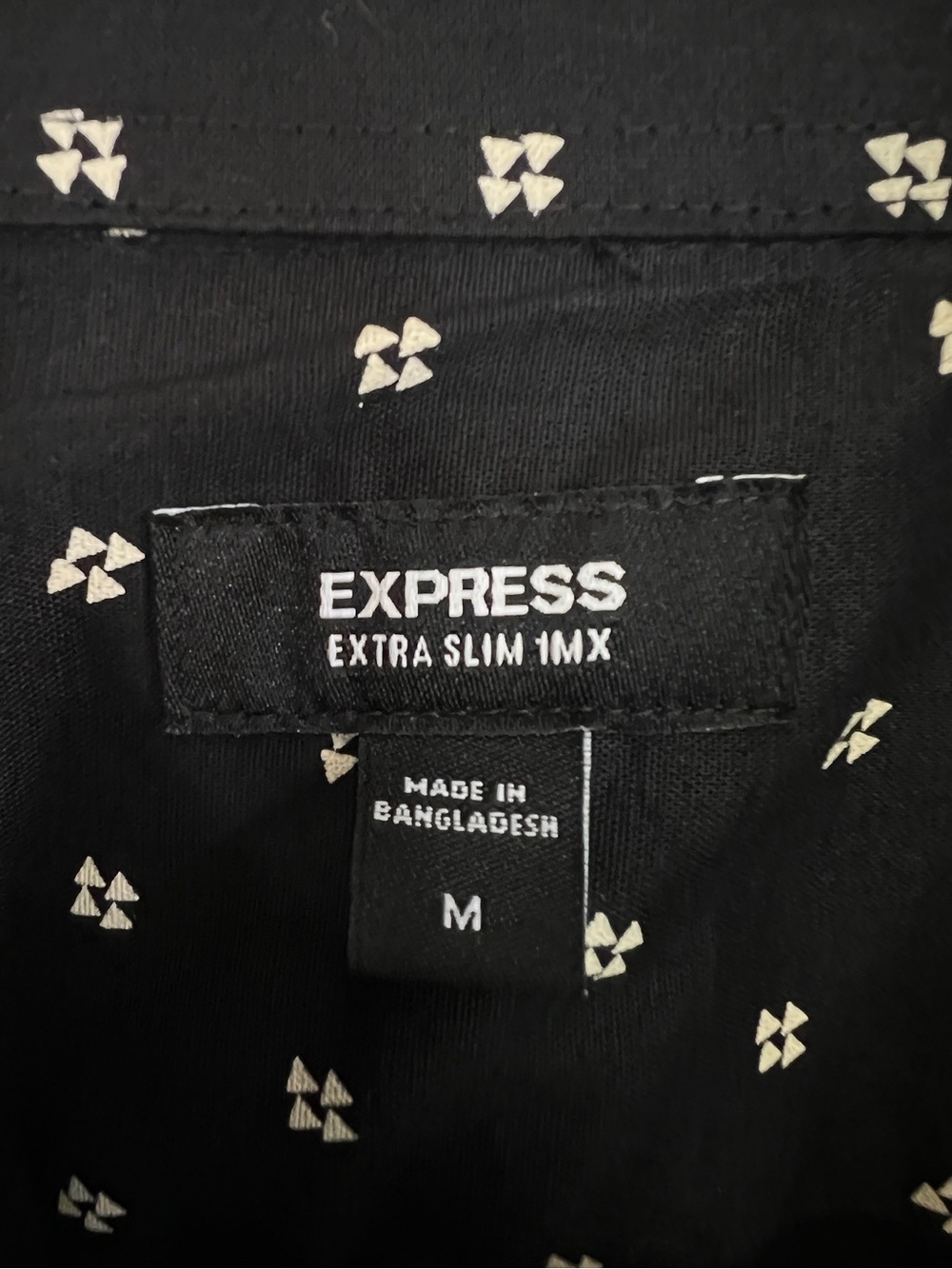 Express Extra Slim 1MX Button-Up Shirt Black Triangle Print Size M - Picture 5 of 8